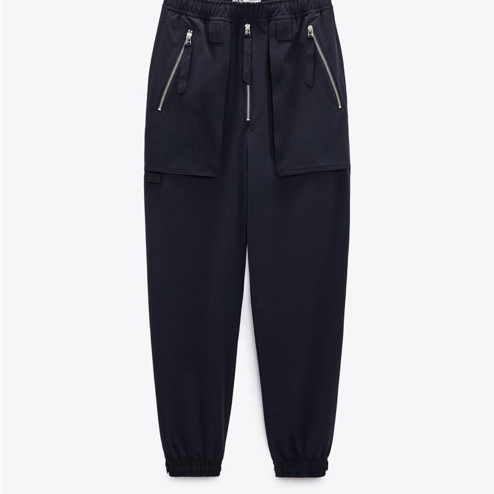 Zara Black Track Pants with Zipper Details